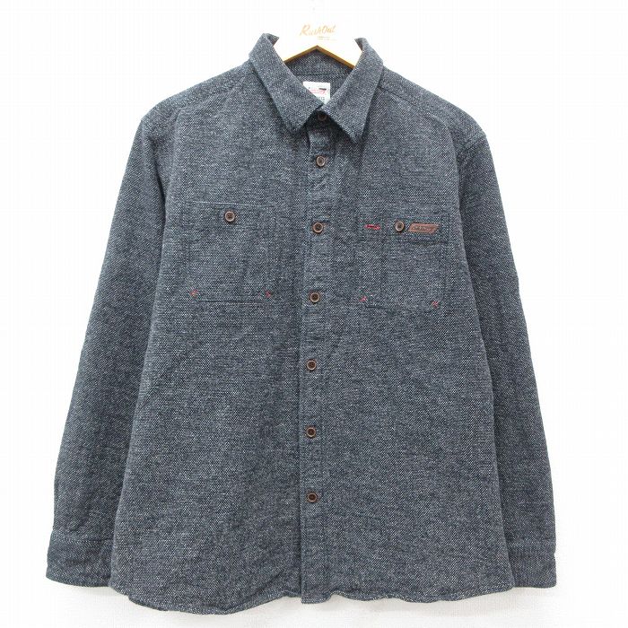 XL★古着 ディッキーズ Dickies 長袖 フランネル シャツ メンズ コットン 黒他 ブラック 25mar18 中古 トップス