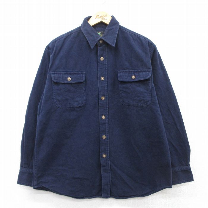 L★古着 レッドヘッド 長袖 ヘビー フランネル シャツ メンズ 00年代 00s コットン 紺 ネイビー 25mar18 中古 トップス