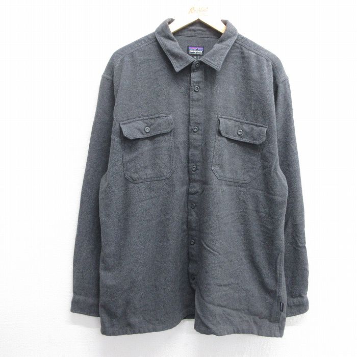 XL★古着 パタゴニア patagonia 長袖 ヘビー フランネル シャツ メンズ オーガニックコットン 濃グレー 25mar21 中古 トップス