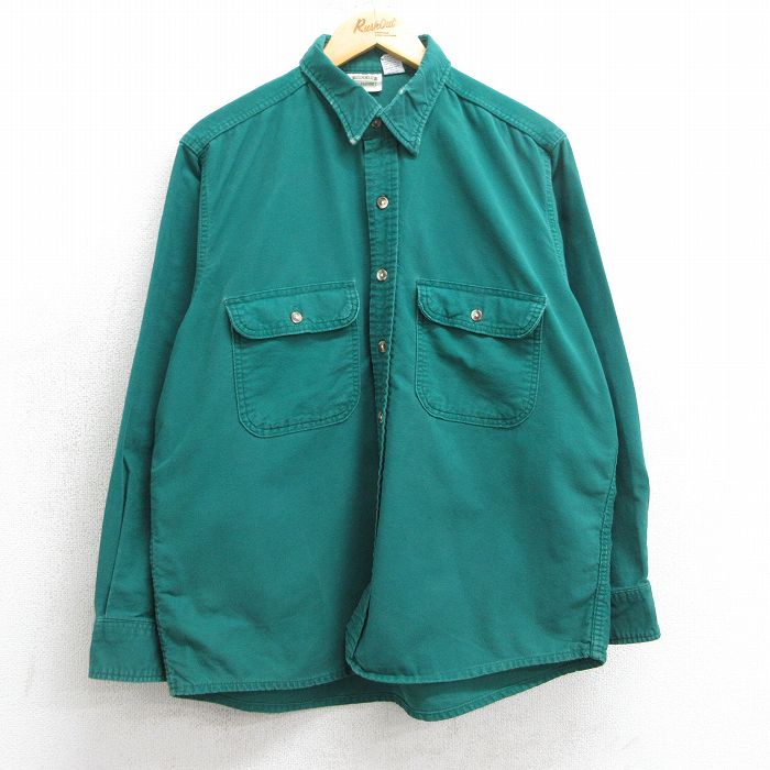 L★古着 ファイブブラザー 長袖 フランネル シャツ メンズ 00年代 00s コットン 緑 グリーン 25mar25 中古 トップス
