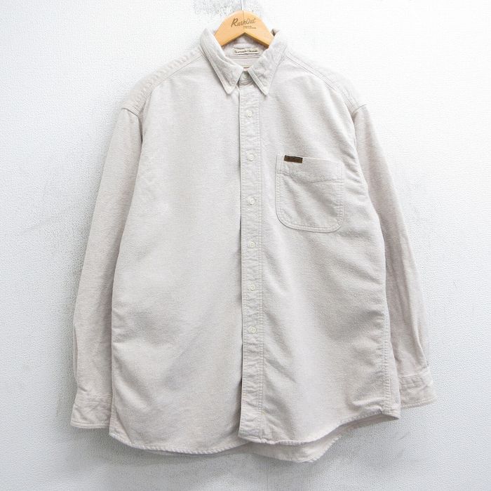 XL★古着 ウールリッチ WOOLRICH 長袖 ヘビー フランネル シャツ メンズ 00年代 00s コットン 薄ベージュ カーキ 25mar26 中古 トップス