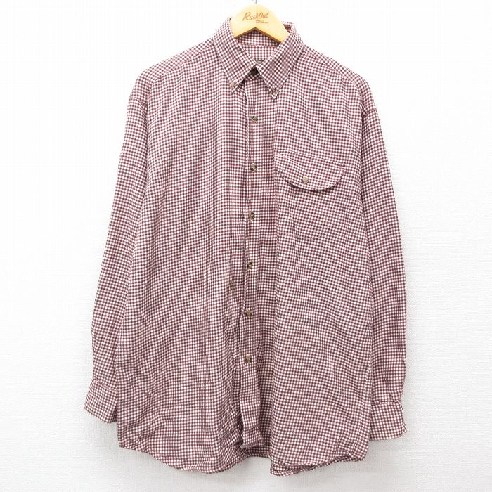 XL★古着 オービス ORVIS 長袖 フランネル シャツ メンズ 90年代 90s ボタンダウン 赤他 レッド ギンガム チェック 【spe】 25apr01 中古 トップス