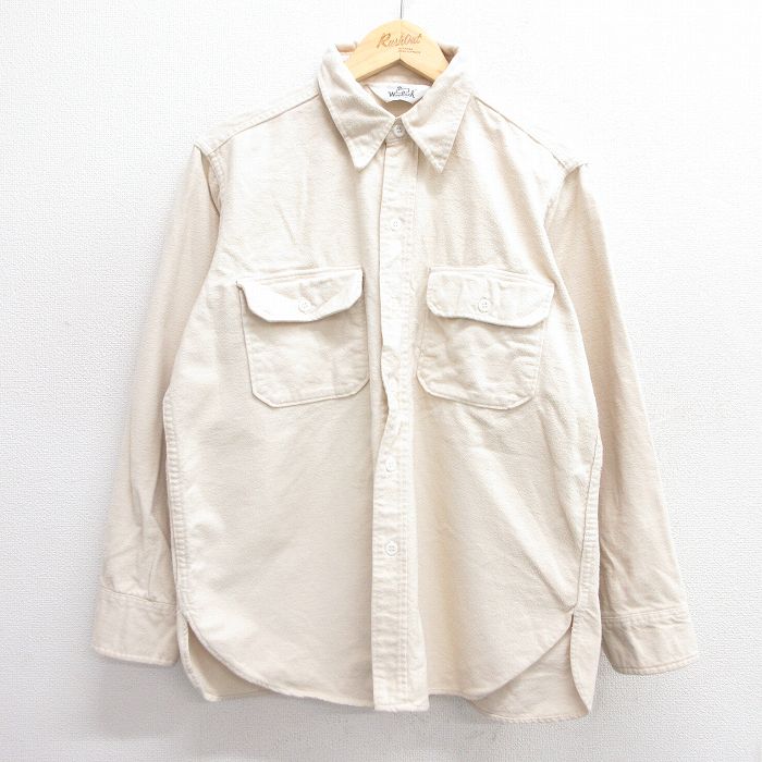 XL★古着 ウールリッチ WOOLRICH 長袖 ヘビー フランネル シャツ メンズ 80年代 80s 生成り 【spe】 25apr11 中古 トップス