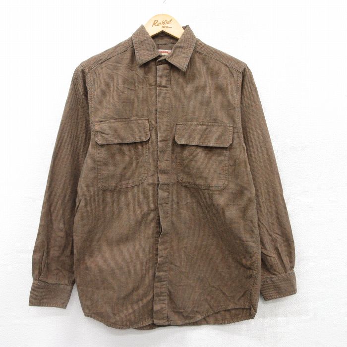 M★古着 バナナリパブリック BANANA REPUBLIC 長袖 ブランド ヘビー フランネル シャツ メンズ 80年代 80s コットン 茶他 ブラウン 25aug18 中古 トップス
