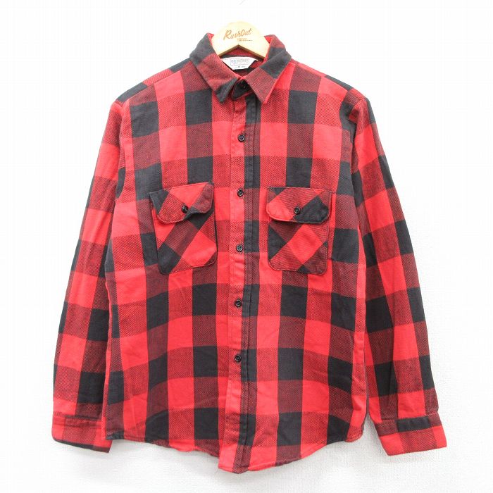 L★古着 ファイブブラザー 長袖 ブランド ヘビー フランネル シャツ メンズ 80年代 80s USA製 赤他 レッド バッファロー チェック 【spe】 25aug18 中古 トップス
