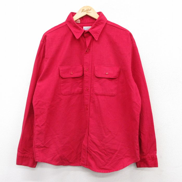【50%OFF】XL★古着 ファイブブラザー 長袖 ブランド ヘビー フランネル シャツ メンズ 80年代 80s 大きいサイズ コットン USA製 赤 レッド 25aug18 中古 トップス