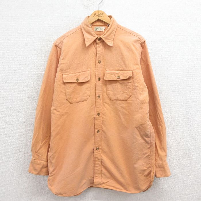 エルエルビーン 70s 長袖フランネルシャツ オレンジ L | 古着