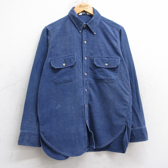 M★古着 ウールリッチ WOOLRICH 長袖 フランネル シャツ メンズ 80年代 80s 紺 ネイビー 25sep16 中古 トップス