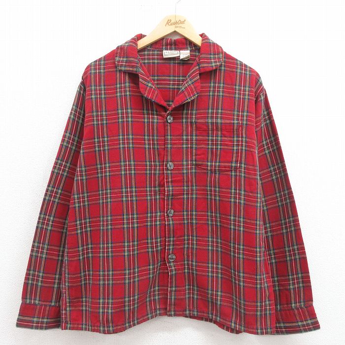 L★古着 エルエルビーン LLBEAN 長袖 パジャマ フランネル シャツ メンズ コットン 開襟 オープンカラー 【spe】 25sep20 中古 トップス