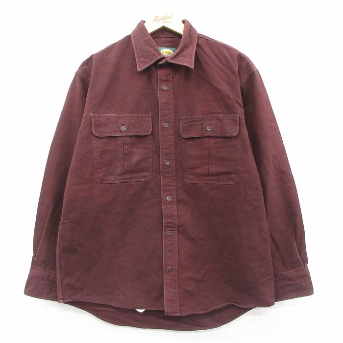 L★古着 カベラス 長袖 ヘビー フランネル シャツ メンズ 00年代 00s コットン エンジ 25sep24 中古 トップス