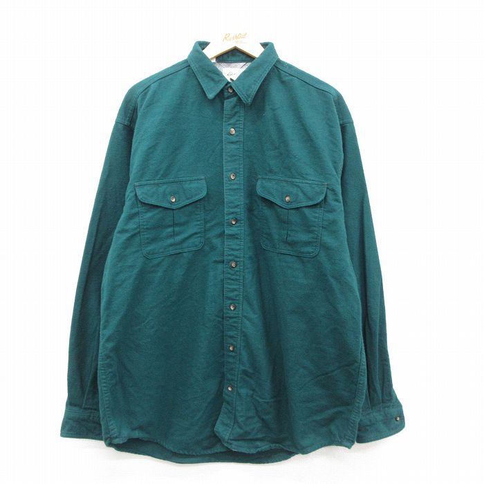 【50%OFF】エディーバウアー 00s 長袖フランネルシャツ グリーン XL | 古着