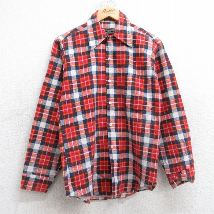 【50%OFF】80s 長袖フランネルシャツ チェック レッド S | 古着