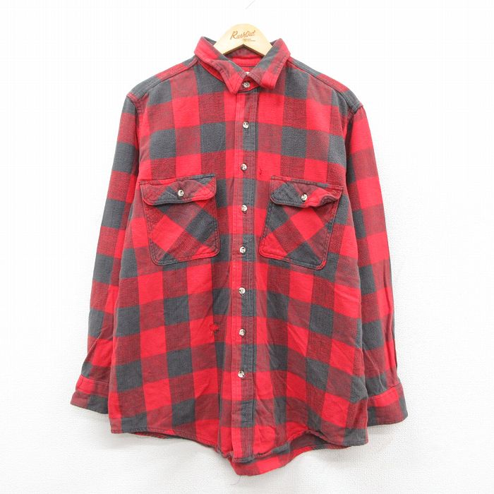 【20%OFF】XL★古着 セントジョンズベイ 長袖 ヘビー フランネル シャツ メンズ 90年代 90s 大きいサイズ コットン 赤他 レッド バッファロー チェック 【spe】 25oct01 中古 トップス