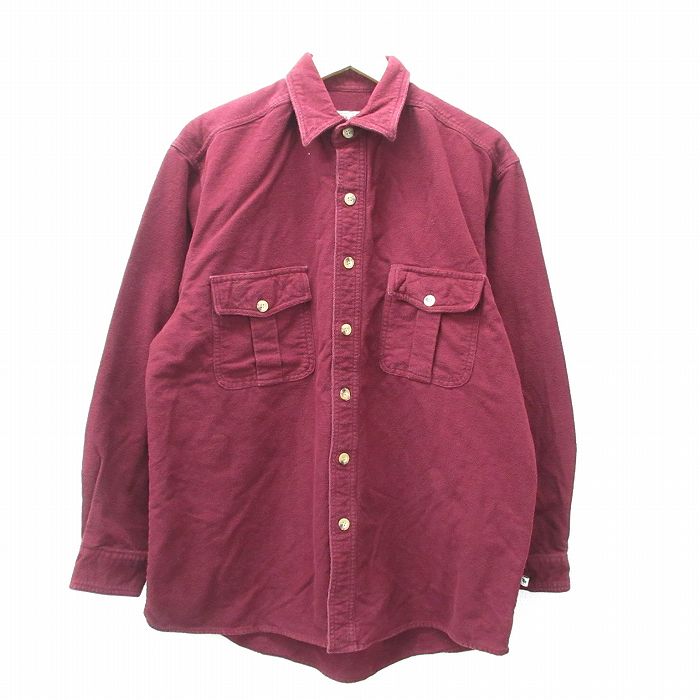 XL★古着 長袖 ヘビー フランネル シャツ メンズ コットン エンジ 25oct02 中古 トップス