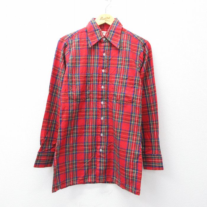 アロー 90s 長袖フランネルシャツ タータンチェック レッド S | 古着