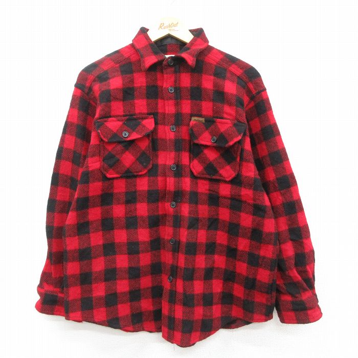 L★古着 ウールリッチ WOOLRICH 長袖 ウール シャツ メンズ 00年代 00s 赤他 レッド バッファロー チェック 25oct03 中古 トップス