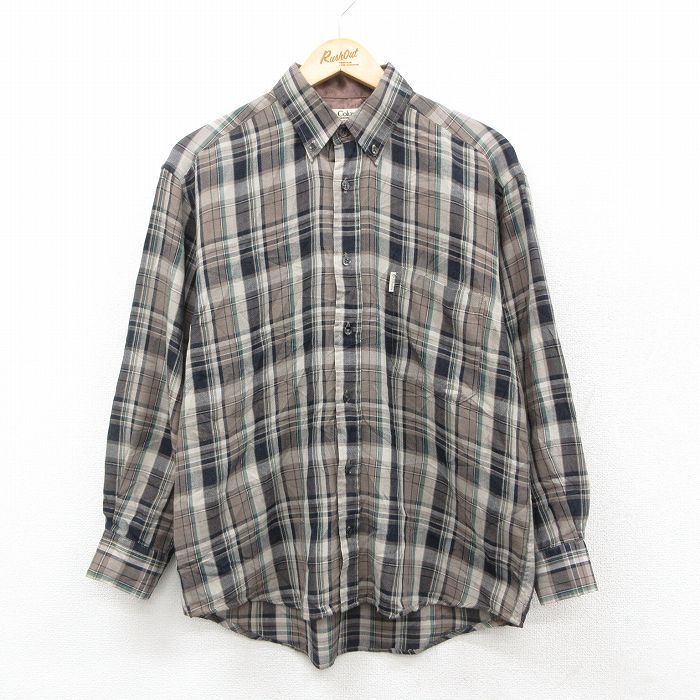M★古着 コロンビア COLUMBIA 長袖 ウール シャツ メンズ 00年代 00s ボタンダウン ベージュ系他 カーキ チェック 25oct03 中古 トップス