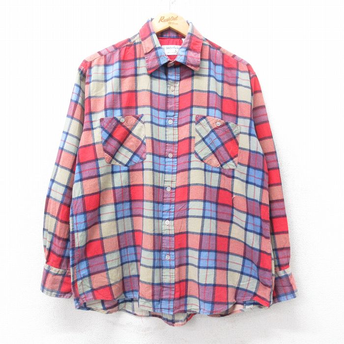 フランネル長袖シャツ チェック レッド L | 古着