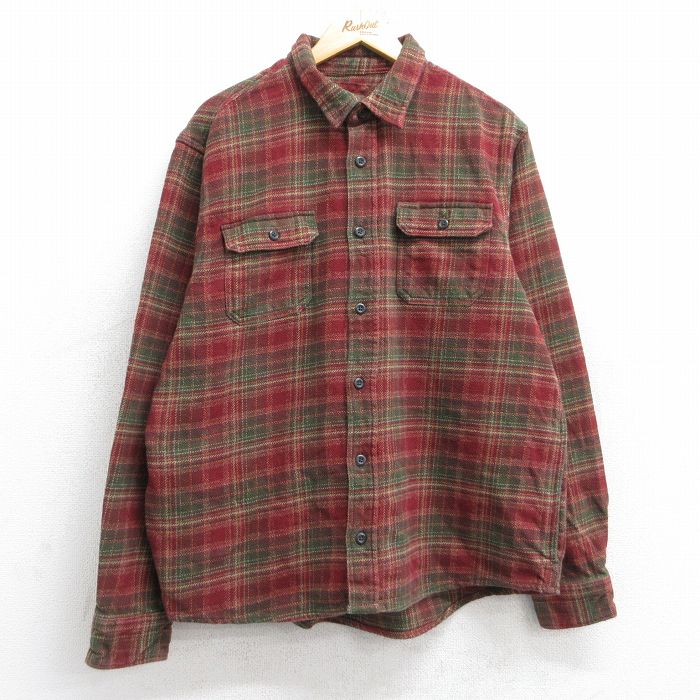 XL★古着 オービス ORVIS 長袖 ヘビー フランネル シャツ メンズ コットン 赤他 レッド チェック 25oct03 中古 トップス