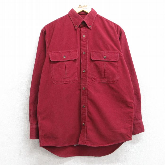 M★古着 カベラス 長袖 フランネル シャツ メンズ 00年代 00s コットン ボタンダウン 赤 レッド 25oct03 中古 トップス