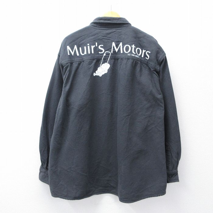 XL★古着 ファイブブラザー 長袖 ヘビー フランネル シャツ メンズ Muirs Motors 大きいサイズ コットン 濃グレー 25oct03 中古 トップス