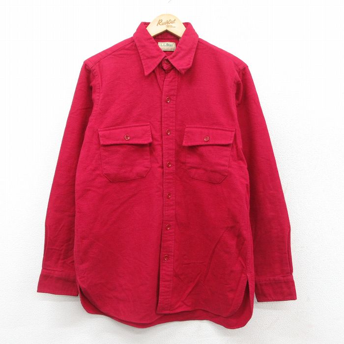 M★古着 エルエルビーン LLBEAN 長袖 ヘビー フランネル シャツ メンズ 80年代 80s シャモアクロス コットン USA製 赤 レッド 25oct11 中古 トップス