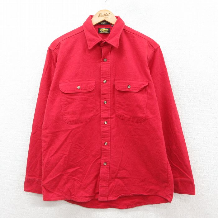 XL★古着 オシュコシュ OSHKOSH 長袖 ヘビー フランネル シャツ メンズ 90年代 90s コットン USA製 赤 レッド 25oct18 中古 トップス