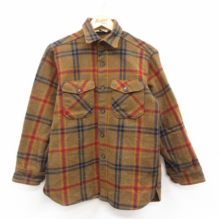 M★古着 ウールリッチ WOOLRICH 長袖 ウール シャツ メンズ 80年代 80s 緑系他 グリーン チェック 25oct18 中古 トップス