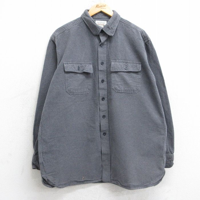 XL★古着 エルエルビーン LLBEAN 長袖 ヘビー フランネル シャツ メンズ 00年代 00s シャモアクロス コットン グレー 25oct20 中古 トップス