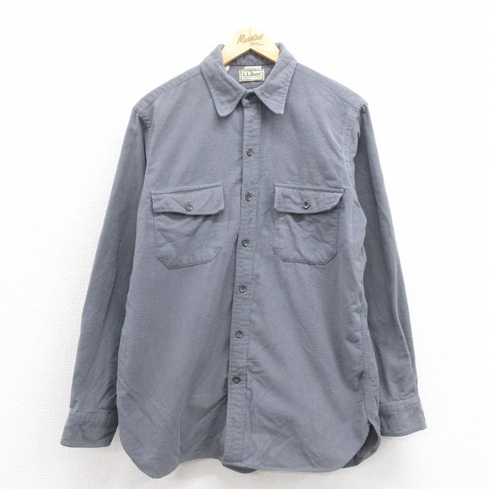 M★古着 エルエルビーン LLBEAN 長袖 フランネル シャツ メンズ 80年代 80s コットン グレー 25oct25 中古 トップス