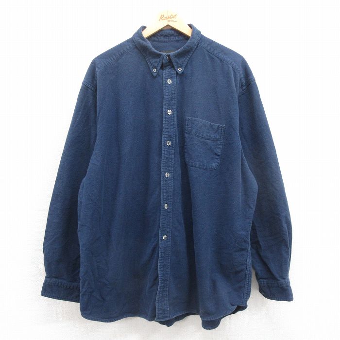 XL★古着 エディーバウアー 長袖 ヘビー フランネル シャツ メンズ 00年代 00s 大きいサイズ コットン 紺 ネイビー 25oct25 中古 トップス