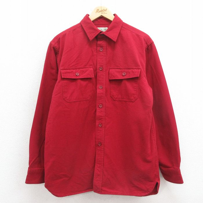 L★古着 エルエルビーン LLBEAN 長袖 フランネル シャツ メンズ 00年代 00s コットン エンジ 25oct25 中古 トップス