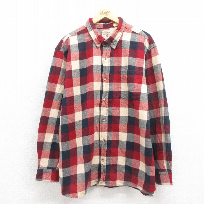 XL★古着 レッドヘッド 長袖 フランネル シャツ メンズ 大きいサイズ コットン 赤他 レッド チェック 25oct25 中古 トップス