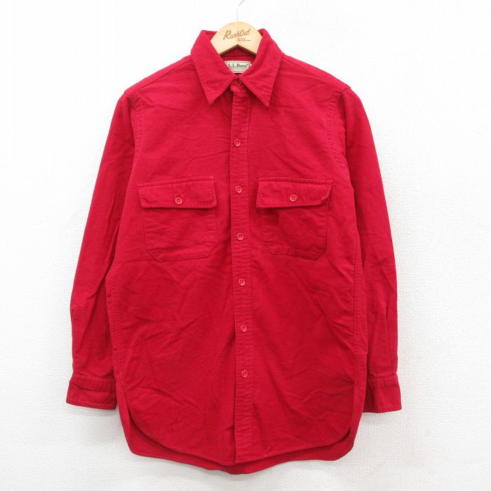 【50%OFF】エルエルビーン 80s 長袖フランネルシャツ レッド M | 古着