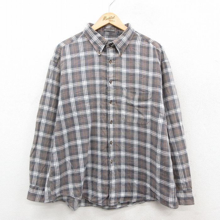バンヒューセン 00s 長袖フランネルシャツ グレーチェック XL | 古着