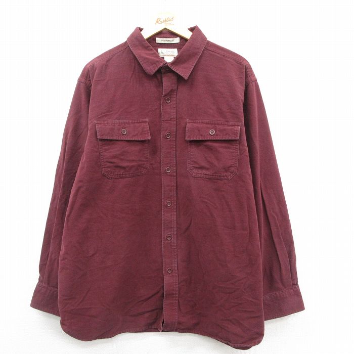 【50%OFF】エルエルビーン 00s 長袖フランネルシャツ シャモアクロス バーガンディ XL | 古着