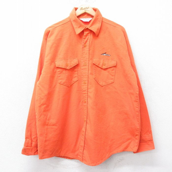 【50%OFF】ヘビー 70s 長袖フランネルシャツ チェーンソー オレンジ XL | 古着