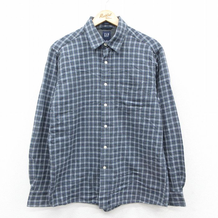 L★古着 ギャップ GAP 長袖 フランネル シャツ メンズ 00年代 00s コットン グレー他 25oct29 中古 トップス