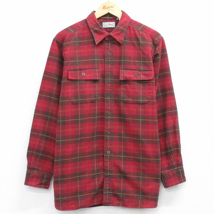 【50%OFF】エルエルビーン 90s 長袖フランネルシャツ シャモアクロス バーガンディチェック XL | 古着