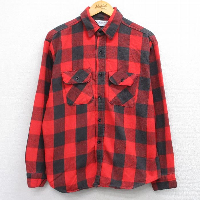 XL★古着 ファイブブラザー 長袖 ヘビー フランネル シャツ メンズ 80年代 80s USA製 赤他 レッド バッファロー チェック 【spe】 25oct30 中古 トップス