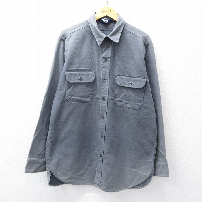 XL★古着 ウールリッチ 長袖 ヘビー フランネル シャツ メンズ 90年代 90s 大きいサイズ ロング丈 コットン USA製 グレー 25nov11