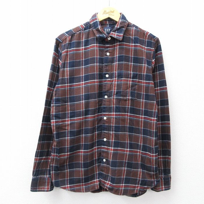L★古着 ギャップ GAP 長袖 フランネル シャツ メンズ コットン 茶他 チェック 25nov11