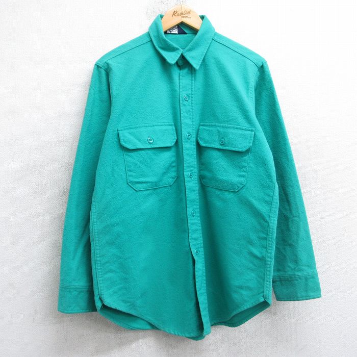 【20%OFF】L★古着 ウールリッチ 長袖 ヘビー フランネル シャツ メンズ 80年代 80s USA製 緑 25nov13