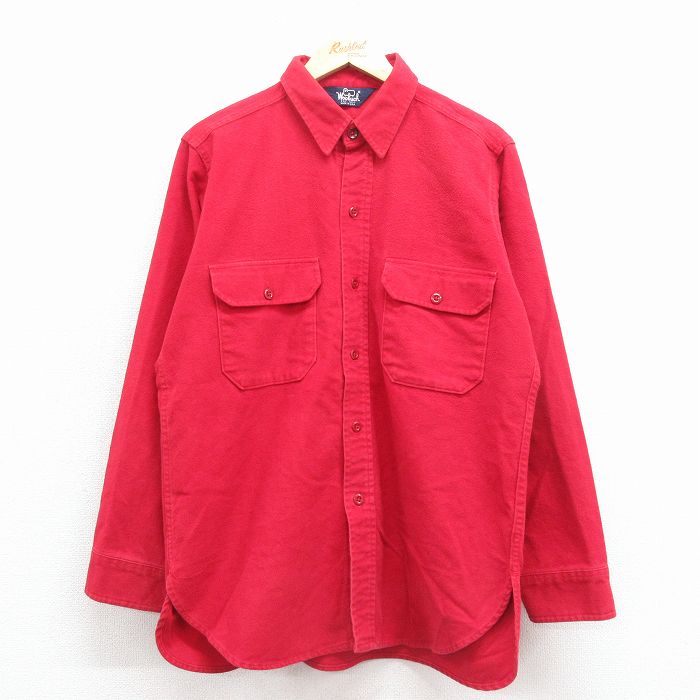 【20%OFF】L★古着 ウールリッチ 長袖 ヘビー フランネル シャツ メンズ 90年代 90s USA製 赤 25nov18
