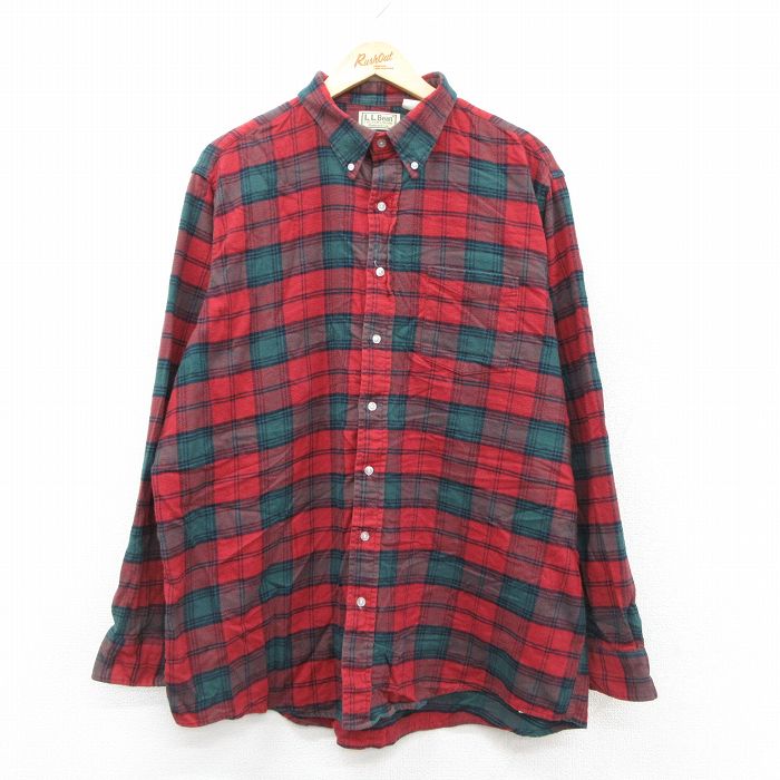 エルエルビーン 80s 長袖フランネルシャツ レッドチェック XL | 古着