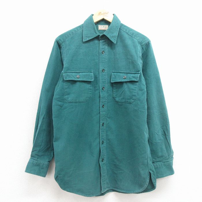 エルエルビーン 80s 長袖フランネルシャツ ヘビー グリーン L | 古着