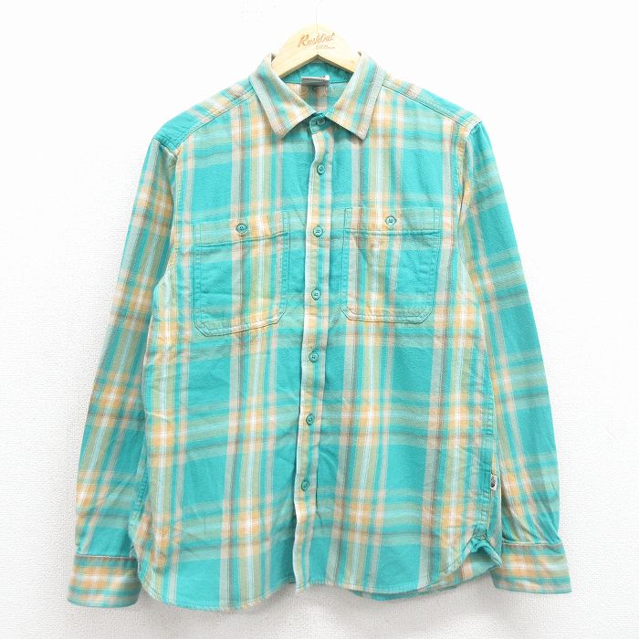 【20%OFF】M★古着 ノースフェイス 長袖 フランネル シャツ メンズ 青緑 チェック 25nov22