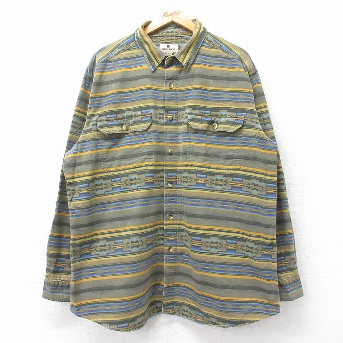 ウールリッチ 長袖フランネルシャツ ネイティブ柄 グレー XL | 古着
