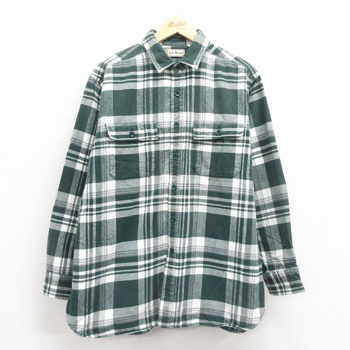 エルエルビーン 90s 長袖フランネルシャツ チェック グリーン XL | 古着