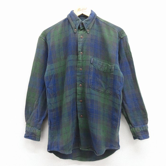 【20%OFF】M★古着 ラルフローレン チャップス 長袖 ブランド フランネル シャツ メンズ 80年代 80s コットン ボタンダウン 緑他 チェック 25dec06